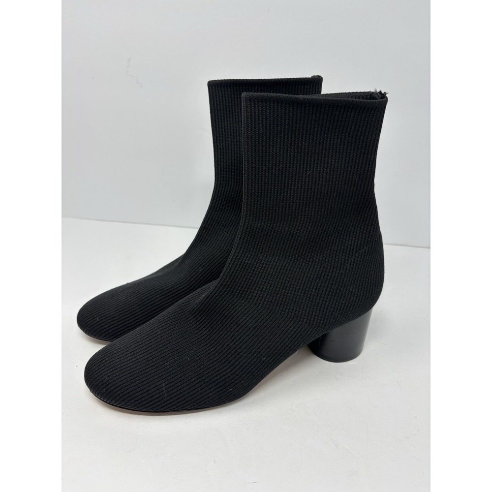 Vince Tasha Rib Knit Cylinder Heel Sock Booties Black Pull On Size US 8M